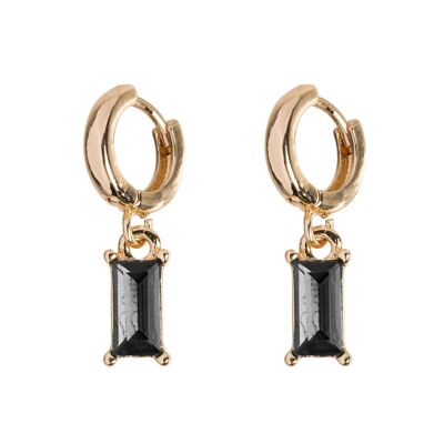 Timi of Sweden | Rectangle Black Crystal Hoop Earrings | Exclusive Scandinavian design that is the perfect gift for every women