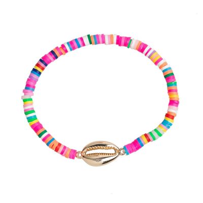 Timi of Sweden | Colorful Bead and Cowrie Bracelet - Gold | Exclusive Scandinavian design that is the perfect gift for every women