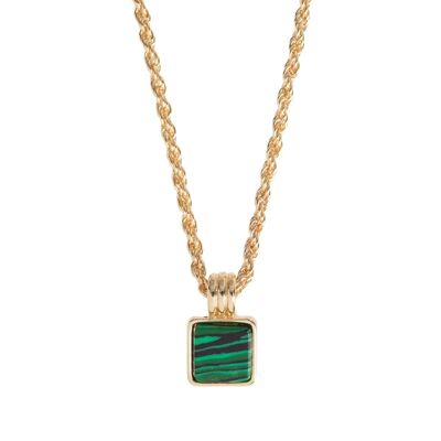 Timi of Sweden | Square Green Stone Necklace - Gold | Exclusive Scandinavian design that is the perfect gift for every women