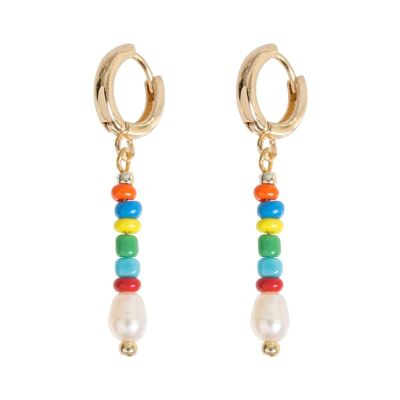 Timi of Sweden | Colorful Beads with Pearl Hoop Earring | Exclusive Scandinavian design that is the perfect gift for every women