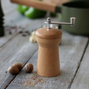 Moulin à noix de muscade à manivelle en bois de hêtre 2