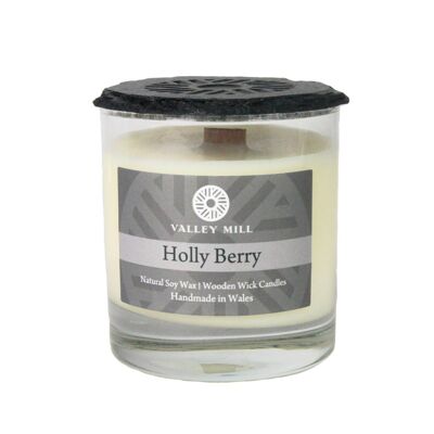 Wooden Wick Soy Wax Candle - Holly Berry