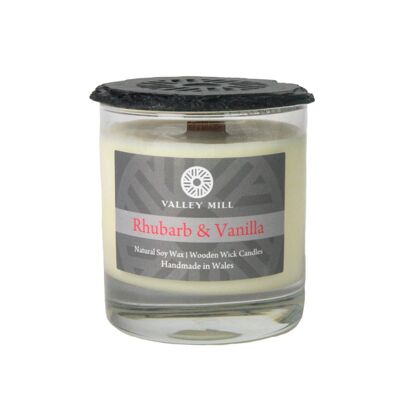Wooden Wick Soy Wax Candle - Rhubarb and Vanilla