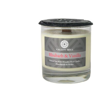Wooden Wick Soy Wax Candle - Rhubarb and Vanilla