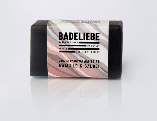 BADELIEBE - Hartseife Zunderschwamm mit Kamille & Salbei