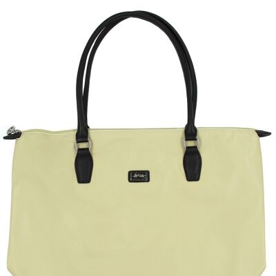 Elgin - Shopping bag L de lona adornada con piel de vacuno