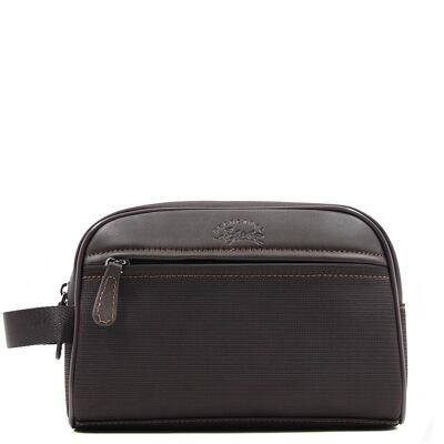 Porto - Leather-trimmed canvas toiletry bag