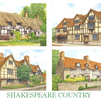 Kühlschrankmagnet, 4 Bilder von Shakespears Country, Warwickshire