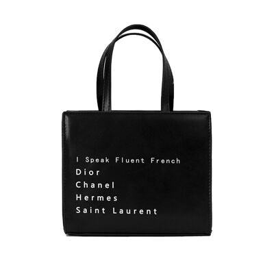 Buy wholesale Green 'I Speak Fluent French' Mini Top Handle Tote Bag