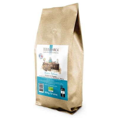 Décaféiné bio en grains 500g - DLC au 07/10/2023 - arabica Pérou - Nelson