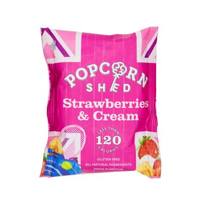 Gourmet-Popcorn-Snackpaket mit Erdbeeren und Sahne