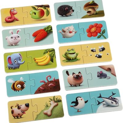 Puzzle Puzzlika - Cosa mangiano gli animali - 10x 2 pezzi