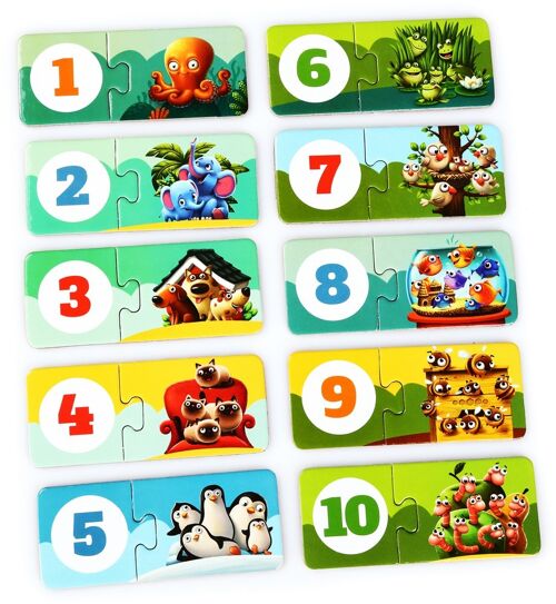 Puzzlika Puzzel - Dieren Tellen - 10x 2 stukjes