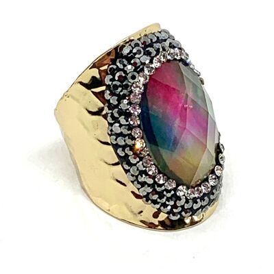 Bague strass dore dazzle shell