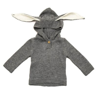 Little Lucien knitted jumper with bunny ears - Gray