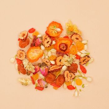 TONIQUE — Fleur jasmins, Chrysanthèmes Blanc, Longan, Raisin Sec, Baie de Goji, Bouton de Rose, Jujube, Kumquat - Le sachet kraft 80g 2