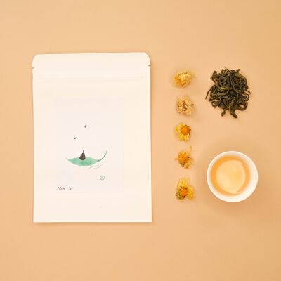MIST WITH CHRYSANTHEMUM — Flavored Green Tea, Chrysanthemum flowers (strong, herbal aroma) - 40G kraft bag