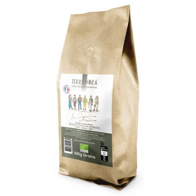 Cafe bio en grains 500g - DLC au 06/12/2023 - arabica inde, ethiopie, bresil - la signature