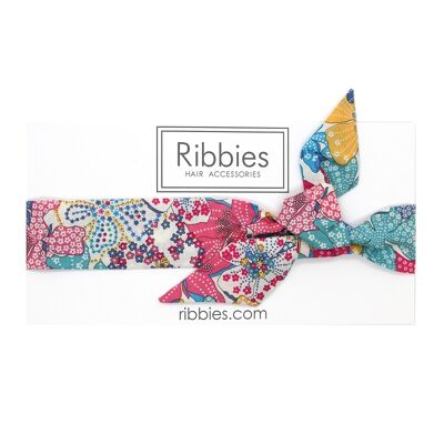 Bandeau à nœud - Liberty Turquoise Rose et Jaune - Bébé - Petit enfant