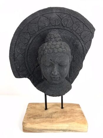 Bouddha sur socle en céramique noire