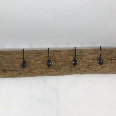 Perchero de madera 90 cm con ganchos metálicos