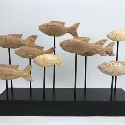 Beautiful wooden fish school 50 x 12 cm and about 40 cm high