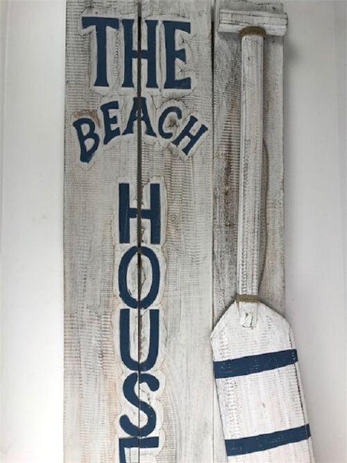 Handgemaakt objekt The Beach House in donkerblauw 3D 40 x 100 cm
