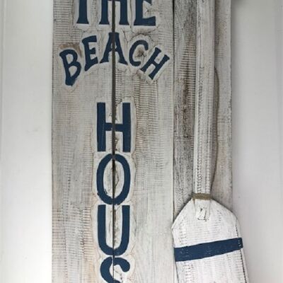 Handgemachtes Objekt Das Strandhaus in dunkelblauem 3D 40 x 100 cm