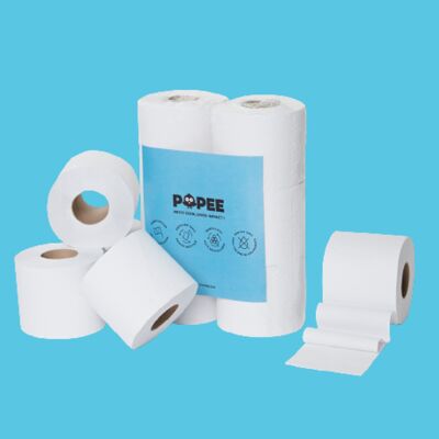 Popee ultrakompaktes Toilettenpapier (Packung mit 6 Rollen)