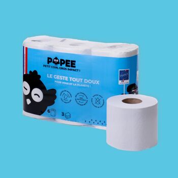 Achat Papier toilette ultra-confort Popee (pack de 6 rouleaux) en gros