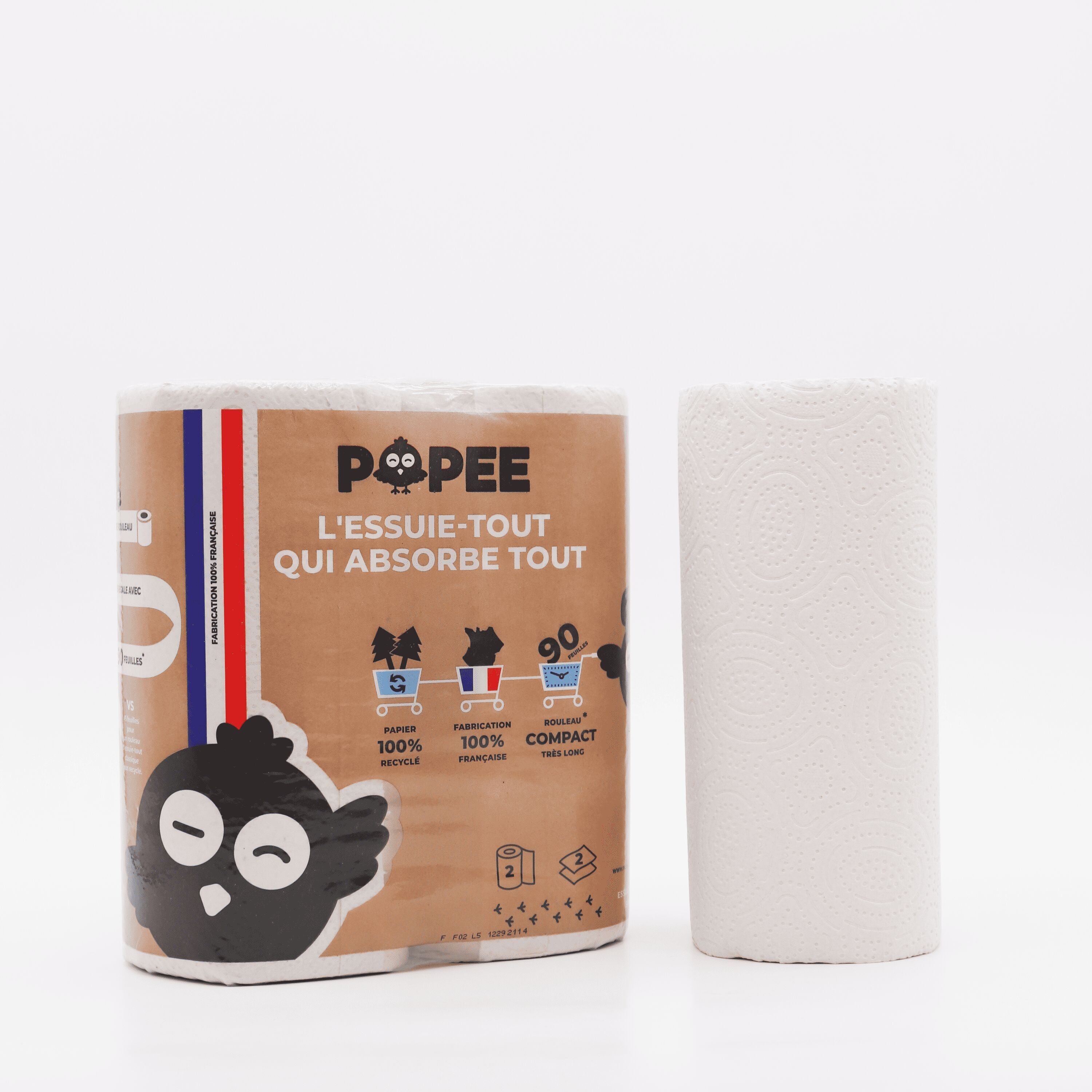 Popee Ultra saugfähige Papierhandtücher (Packung mit 2 Rollen)