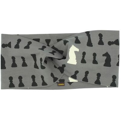 Bandeau Chess en coton bio gris