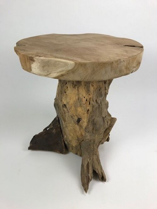 Table mushroom H 40 cm D 40 cm handgemaakt van teak