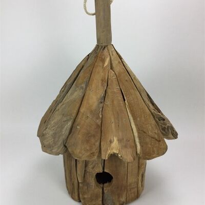 Beautiful bird house made of wood, height 60 cm