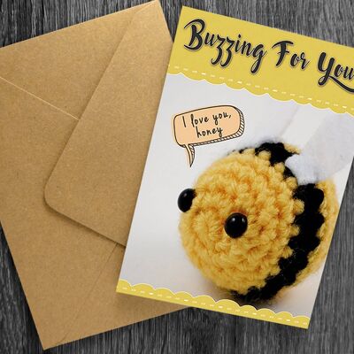 Buzzing for you Greeting card, valentines card