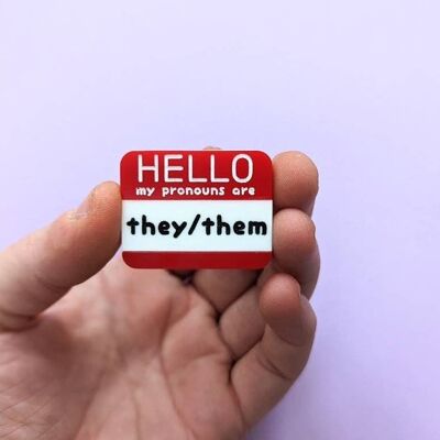 Custom pronouns pin brooch acrylic badge