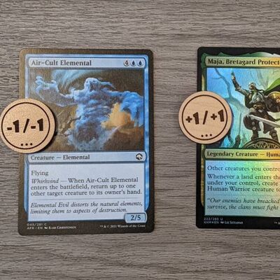 MTG Token, PYO Magic: The gathering wooden counters 5 pieces +1/+0