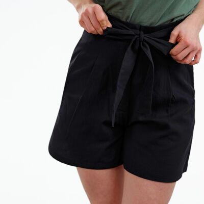 Short taille haute en sergé Willow noir en coton biologique