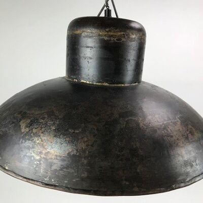 Beautiful hanging lamp black gray made of recycled metal in a vintage look