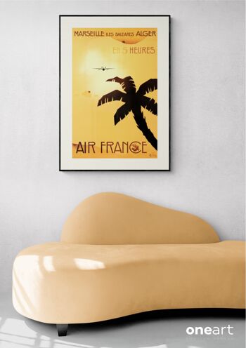 Affiche Air France - Marseille-Les Baléares-Alger en 5 h - 40x50 3