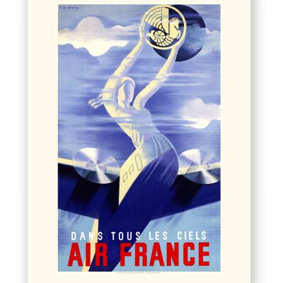 Affiche Air France - Dans tous les ciels - 30x40