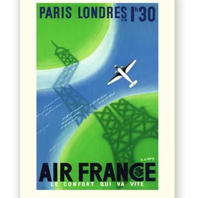 Affiche Air France - Paris Londres - 60x80 en tube