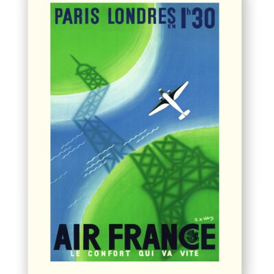 Affiche Air France - Paris Londres - 60x80 en tube