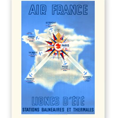 Affiche Air France - Lignes d'été - 50X70 en tube