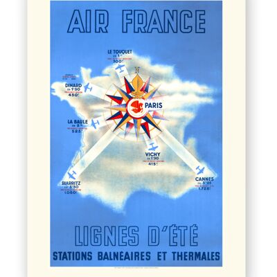 Affiche Air France - Lignes d'été - 50X70 en tube