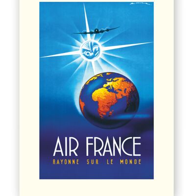 Affiche Air France - Air France rayonne sur le monde - 50x70 en tube