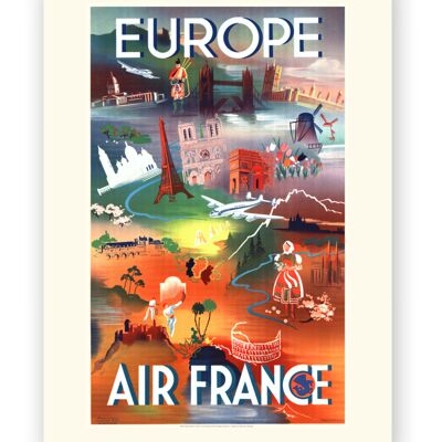 Affiche Air France - Europe - 60x80 en tube