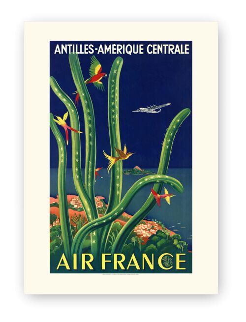 Affiche Air France - Antilles - Amérique Centrale - 60x80 en tube