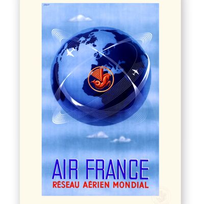 Affiche Air France - Réseau Aérien Mondial - 30x40
