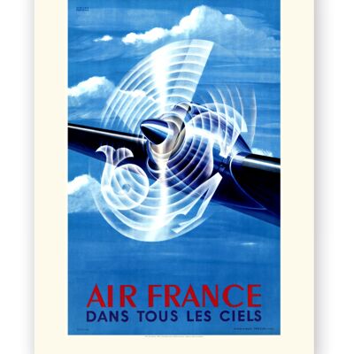 Affiche Air France - Dans tous les ciels Hélice - 30x40